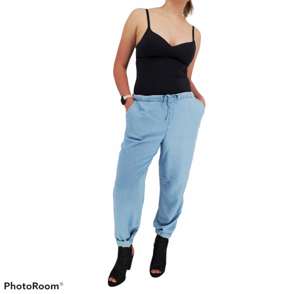 MNG Chambray Drawstring Waist Pants sz L